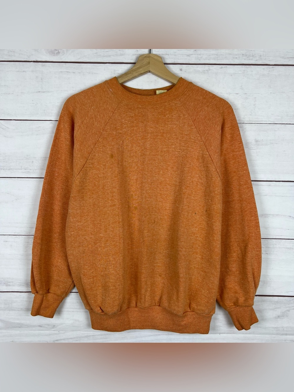 Vintage 70s Blank Raglan Sweatshirt Medium Orange Crewneck